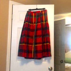 Plaid Wool Vintage Midi Skirt